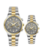 iShopping - Timezone Oblique Pulse Watch For Men Two Tone Golden (TZ-1323)