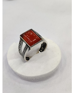 Gilgit Bazaar Aqeeq Stone Silver Ring (15)