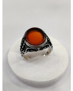 Gilgit Bazaar Aqeeq Stone Silver Ring (22)