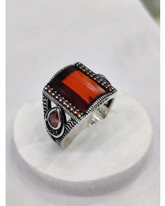Gilgit Bazaar Aqeeq Stone Silver Ring (23)