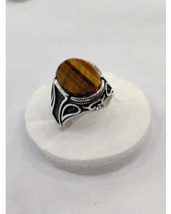Gilgit Bazaar Tiger Eye Stone Silver Ring (26)