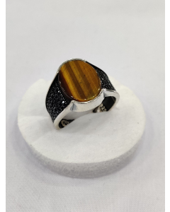 Gilgit Bazaar Tiger Eye Stone Silver Ring (27)