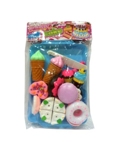 Planet X Happy Cake and Ice Cream Dessert Cutting Plastic Food Tray Set (PX-10529)