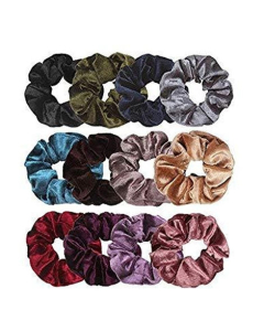 AR Scrunchies Velvet Scrunchies For Women Pack of 12