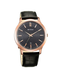 Titan Analog Men's Leather Watch - Black (1825WL03)
