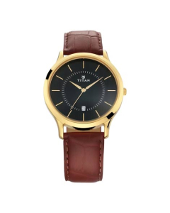 Titan Karishma Radiance Collection Men's Leather Watch - Brown (NR1825YL04)