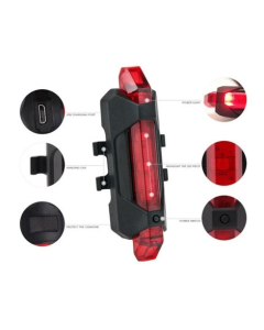 Ferozi Traders Bicycle Tail Light Rechargeable Red