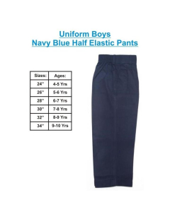 Muzamil Store 24 Inch Half Elastic Navy Blue Pant for School Boys