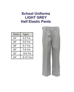 Muzamil Store 34 Inch Half Elastic Light Grey Pant for School Boys