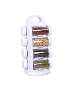Muzamil Store Revolving Rotating Cabinet Spice Rack with Jar - 8Pcs