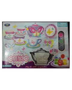 M Toys Diy Ceramic Tea Set For Kids 18 Pcs