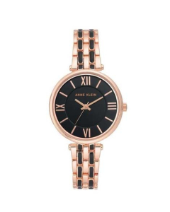Anne Klein Bangle Women's Watch Rose Gold & Black (AK/3276BKRG)