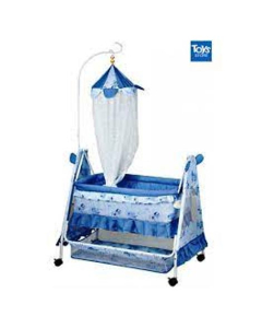 Easy Shop Baby Swinging Cradle with Attached Net - Blue