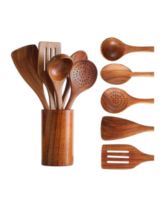 Easy Shop Wooden Sppon Set for Cooking - Set of 6PC