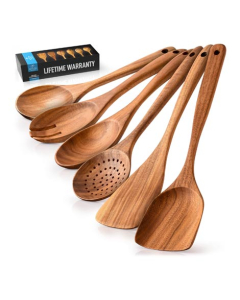 Easy Shop Wooden Sppon Set for Cooking - Set of 6PC