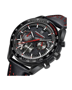 Benyar PD Leather Chronometer Watch For Men Black (PD-1779-3)