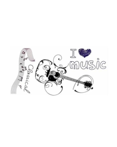 Ferozi Traders Guitar & Notes Temporary Tattoo Sticker