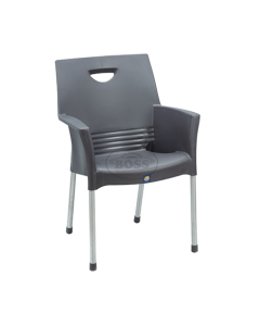 Boss Mega Jhony Pure Plastic Chair with Steel Legs (BP-317-DGRY)