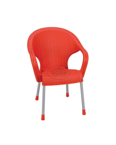 Boss Steel Plastic Princess Rattan Chair With Arms Red (BP-663-RED)
