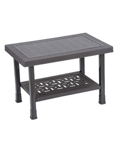Boss Full Plastic Double Shelf Baby Rattan Table Dark Grey (BP-328-DGR)
