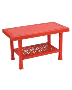 Boss Full Plastic Double Shelf Baby Rattan Table Red (BP-328-RED)