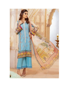 Jahanara Coral Mid Summer '22 Unstitched 3 Piece Suit Sky Blue (CJ9-05)
