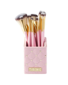 Muicin Natural Hair Studded Makeup Brushes 12 Pieces Set Pink