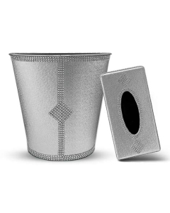 Appollo Tissue Box Holder and Dustbin Set-Silver
