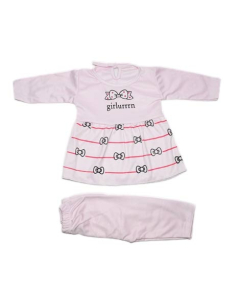 Komfy Printed Baby Dress Pink (NBG066)
