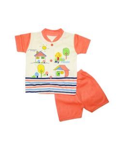 Komfy My House Printed Unisex Suit For Kid's Orange (NBN130)