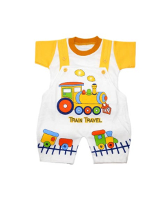 Komfy Train Travel Printed Unisex Romper Yellow (NBN115)