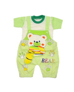 Komfy Bear Printed Unisex Romper For Kid's Green (NBN126)