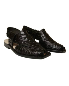 Leather Line Crocodile Kheri Chappal Brown-Black