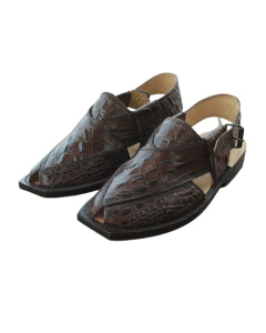Leather Line Crocodile Kheri Chappal Brown-Brown