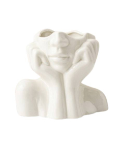 Just Serene Nordic Style Girl Head Shaped Vase Flower White