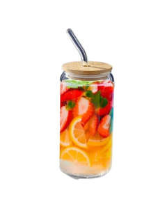 Genshirts Glass Cup With Straw And Cover 500ml