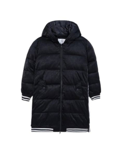 HnH Marketing Long Quilted Zipper Hoodie For Women Black-6-7 Years