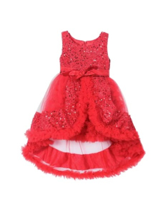 HnH Marketing Turkish Fancy Frill Fairy Frock For Kids-6-10 Months-Red