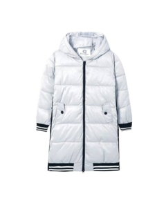 HnH Marketing Long Quilted Zipper Hoodie For Women White-6-7 Years