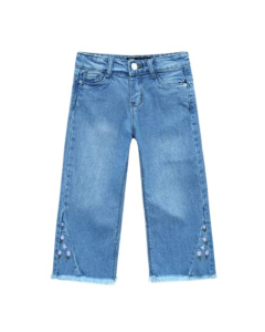 HnH Marketing Embroidered Stretch Flared Jeans For Women-Blue-4 Year