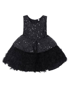 HnH Marketing Frill Fairy Frock With Bow For Women Black-11-12 Years