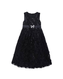 HnH Marketing Turkish Frill Fairy Frock With Front Bow For Women Black-1-2 Year