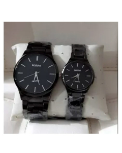 Easy Shop Analog Stainless Steel Couple Watch Black (1019)