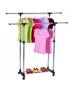 Easy Shop Double Pole Cloth Hanging Rack With Shoe Stand