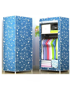 Easy Shop Double Shelf Hanging Wardrobe Blue