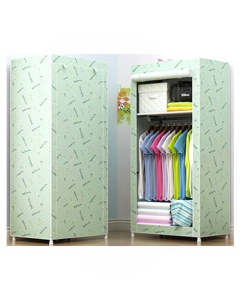 Easy Shop Double Shelf Hanging Wardrobe Green