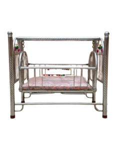 Easy Shop Swing Bed with Soft Mattress For Born Baby - Silver Chrome 