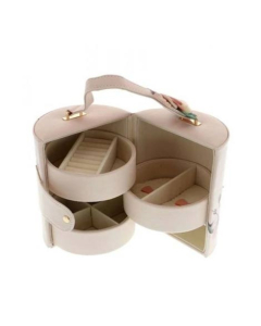 G-Mart Pu Leather 3 Layer Round Jewelry Storage Box