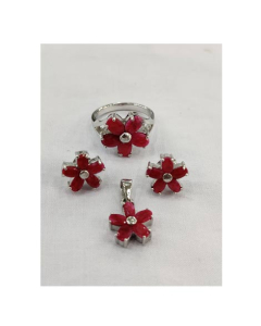 Gilgit Bazaar Ruby Stone Silver Set (20)