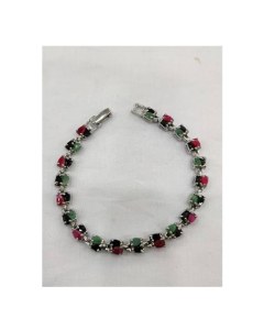 Gilgit Bazaar Multi Stone Silver Bracelet (17)